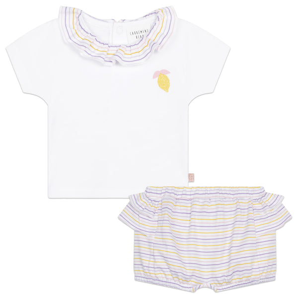 Carrement Beau - Infant Lemon Striped Shorts Set