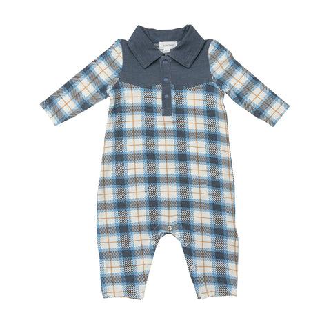 Angel Dear - Flannel Plaid Cowboy Romper