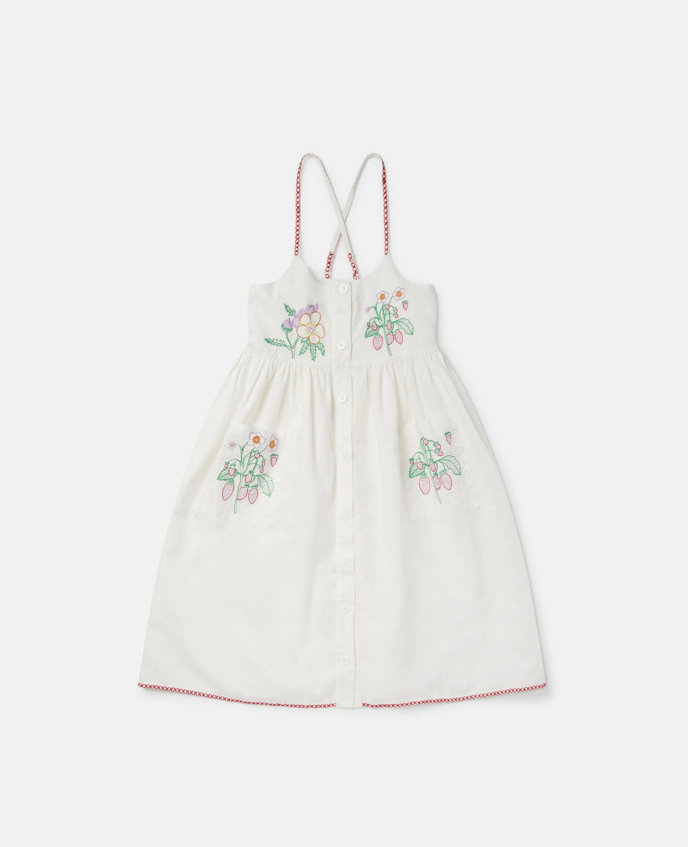 green emerald velvet dress White Linen Ruffled Front Tiered Dress with Meadow Flowers with Bee   Dannie and Lilou