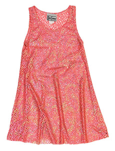 Dori Creations - Neon Coral Shimmer Mesh Coverup