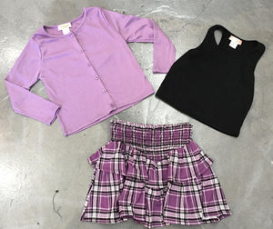 Tweenstyle - Purple Plaid Smocked Skirt