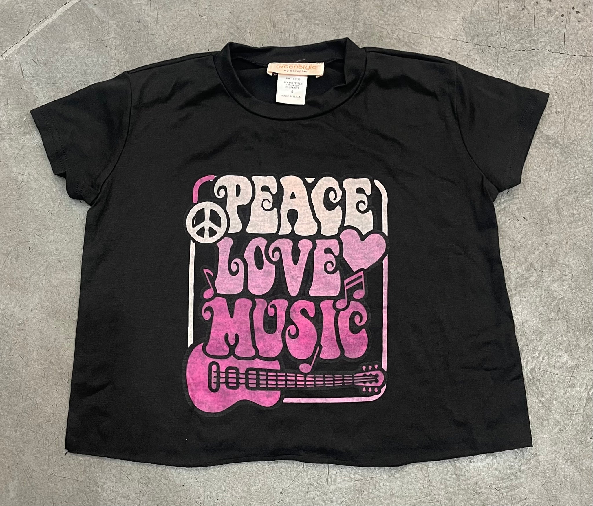 Tweenstyle - Peace Love Music Boxy Tee