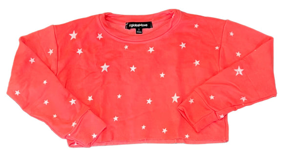 Flowers by Zoe - Neon Coral Star Print Sweatshirt