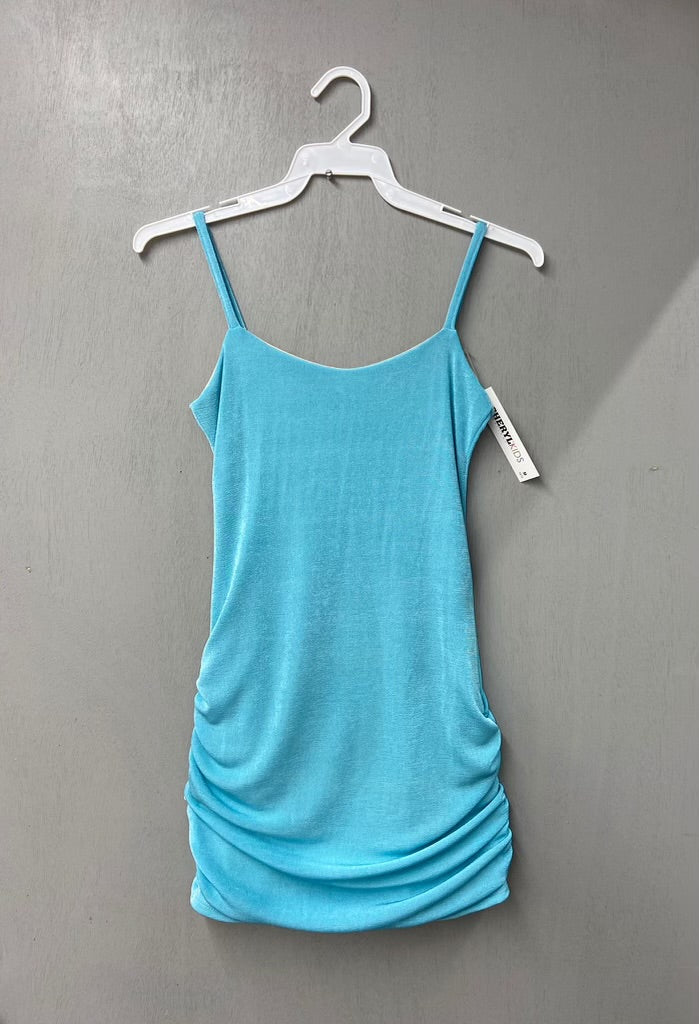 Cheryl Creations - Slinky Ruched Tank Dress - Turquoise