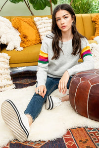 THML - Stripe Sleeve Raglan Sweater
