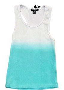 Flowers by Zoe - Aqua/White Ombre Ribbed Tank