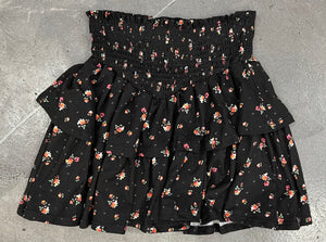 Tweenstyle - Black Floral Smocked Skirt