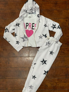 T2Love - Star and Bolt Print Sweatpants - Winter White