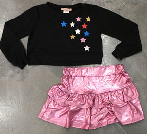 Tweenstyle - Pink Metallic Ruffle Skirt