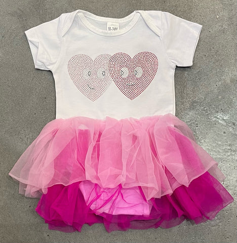 Sparkle by Stoopher - Infant Tutu Dress, Double Heart - Hot Pink
