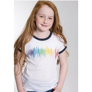 SPARKLE BY STOOPHER Rainbow Scribble Print Navy Ringer T