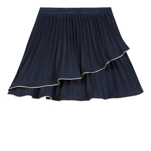 LILI GAUFRETTE Navy Blue Pleated Skirt