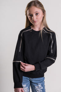 SPARKLE BY STOOPHER Girls Sweatshirt with Zipper Trim
