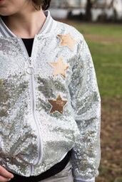 SPARKLE BY STOOPHER Girls Silver Sequin Jacket
