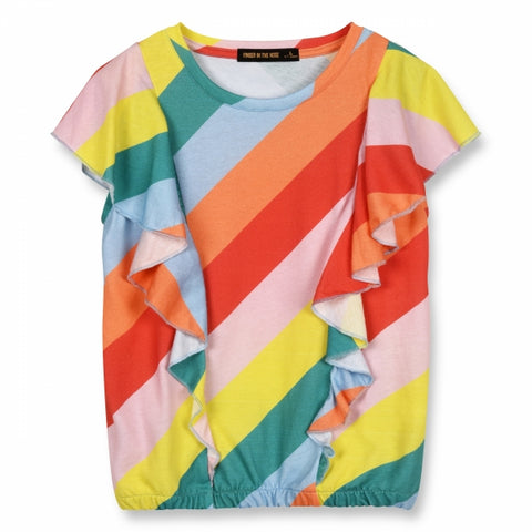 FINGER IN THE NOSE Grammy Striped Ruffle T shirt